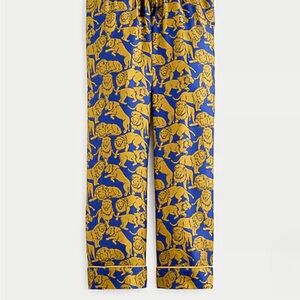 J. Crew Blue and Gold Lion Print Pants